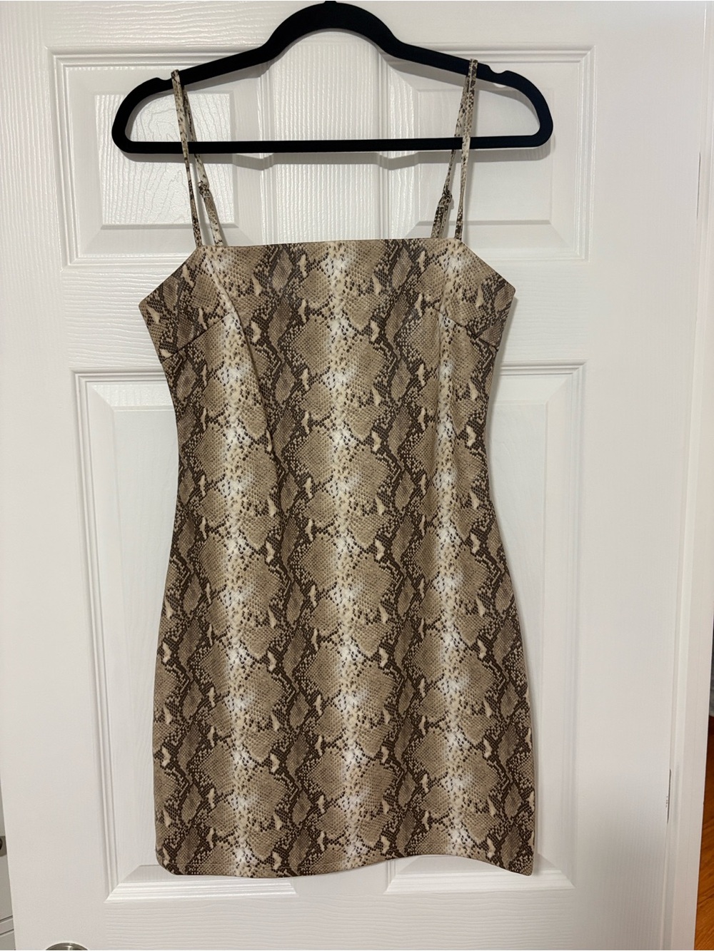 Tiger Mist Snake Print Mini Dress in Beige and Black
